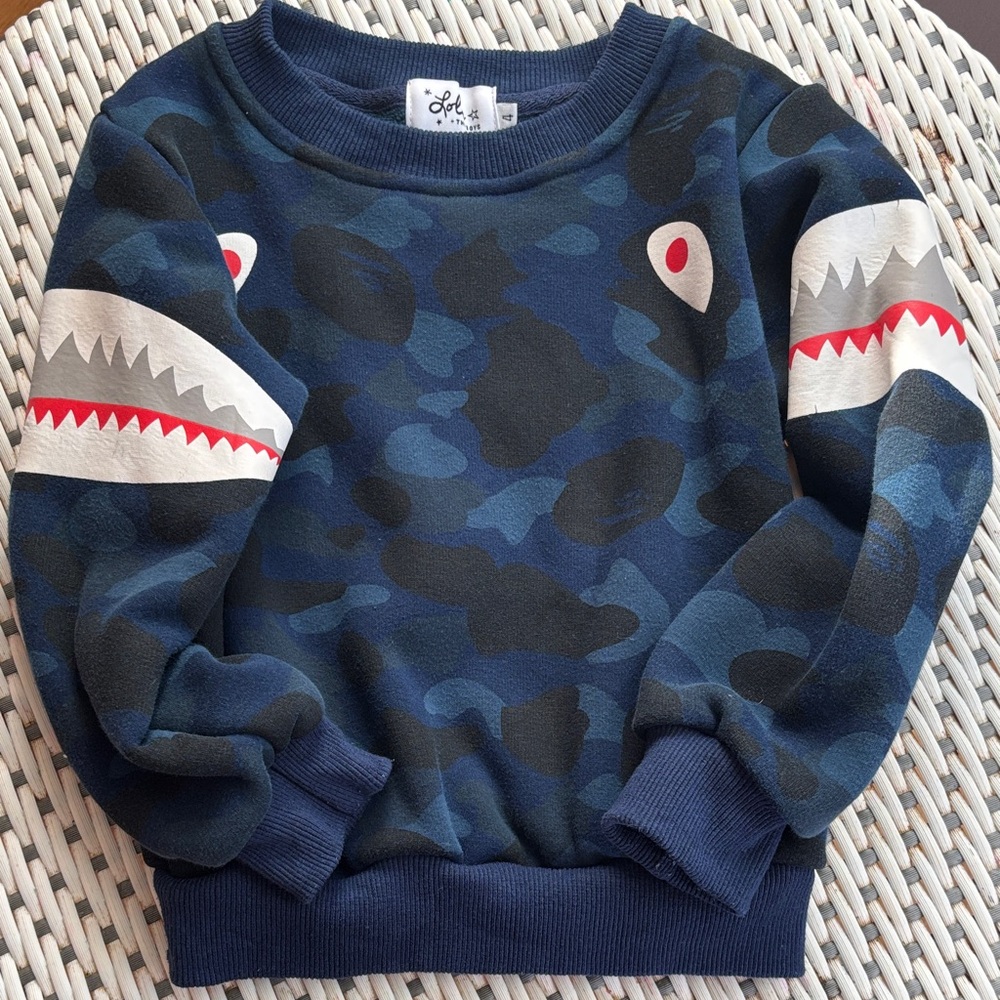 Lola + The Boys Blue Shark Camo Sweatshirt